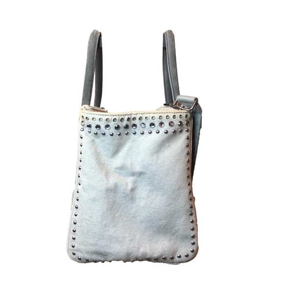 PRADA Canapa Bijoux 2-Way LT Grey Canvas Tote Bag Adorned with Crystals & Studs - Picture 7 of 17